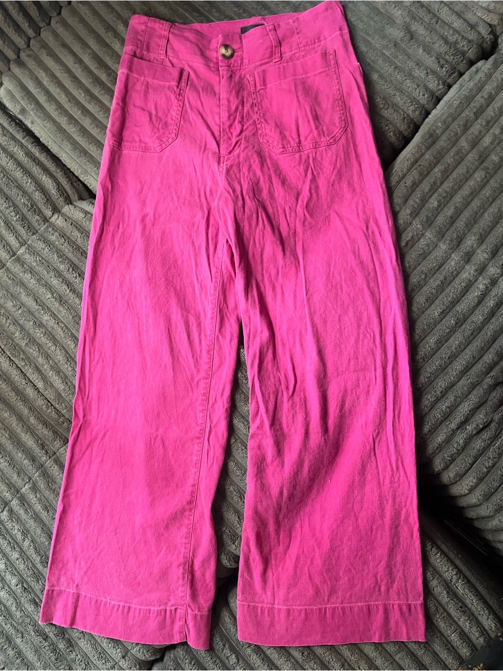 Maeve Anthropologie The Colette Pants 27 Pink Linen Blend Wide Leg Cropped